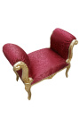 Banqueta barroca Louis XV estilo satine rojo tela y madera de oro