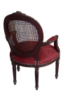 Tugitool Louis XVI Style CANED BURGUNDY VELVET ja mahaKOGANY COLOR - 12