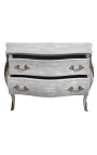 Baroque chest of drawers (commode) of style Louis XV grey patinated wood
