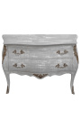 Commode de style Louis XV bois gris patiné