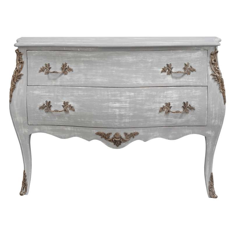 Cómoda barroca de estilo. Louis XV Madera gris patinada