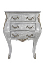 Table de nuit (chevet) commode bois gris patiné avec 3 tiroirs