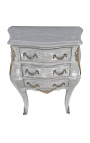 Table de nuit (chevet) commode bois gris patiné avec 3 tiroirs