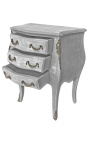 Bedside (nightstand) patinated gray wood dresser with 3 drawers