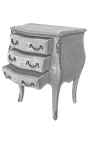 Table de nuit (chevet) commode bois gris patiné avec 3 tiroirs