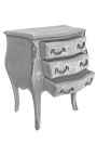 Table de nuit (chevet) commode bois gris patiné avec 3 tiroirs