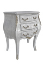 Table de nuit (chevet) commode bois gris patiné avec 3 tiroirs