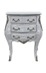 Bedside (nightstand) patinated gray wood dresser with 3 drawers