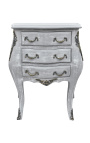 Table de nuit (chevet) commode bois gris patiné avec 3 tiroirs