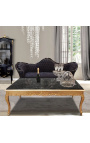 Stort sofabord Barok stil forgyldt træ og sort marmor