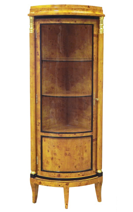 Erste französische Eckvitrine im Empire-Stil mit Intarsien aus Ulmenholz
