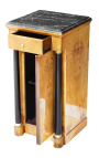 Empire style bedside elm with black marble