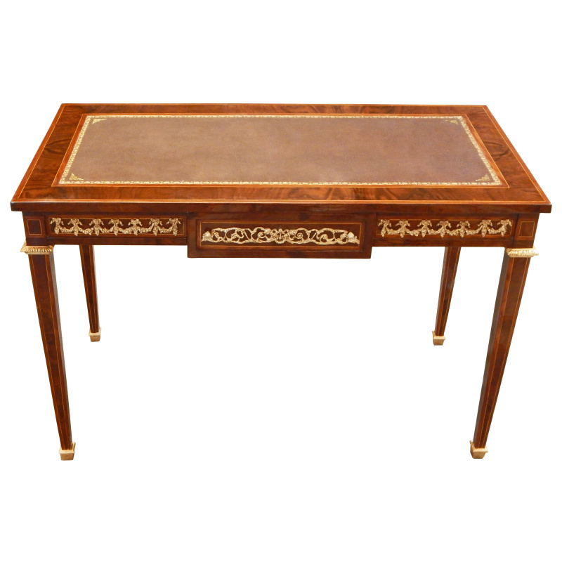Louis Xvi Style Writing Desk With Marquetry And Bronzes