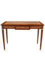 Bureau plat in stile Luigi XVI con intarsi e bronzi