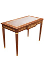 Bureau plat de style Louis XVI avec marqueterie et bronzes