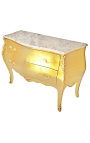 Baroque Commode Louis XV style gold leaf and beige marble top