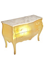 Barroque Commode Louis XV estilo hoja de oro y beige mármol superior