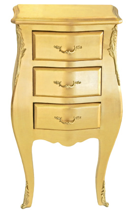 Тонкий прикроватная барокко деревянные золото с 3-мя ящиками