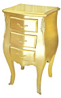 Thin bedside (night stand) baroque wooden gold with 3 drawers