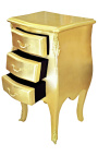 Table de nuit (chevet) commode baroque étroite en bois doré avec 3 tiroirs