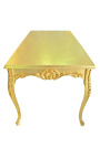 Mesa de jantar barroca em madeira dourada com folha