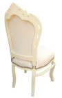 Barok stoel in rococostijl beige kunstleer en beige hout
