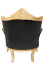 Sessel "fürst" Barock Stil schwarz Samt und Gold Holz