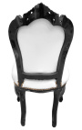 Barok rococo stoel stof wit kunstleer en zwart hout