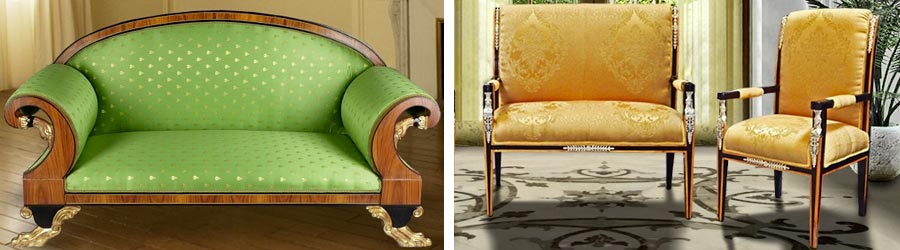 Atzveltnes krēsli un dīvāni Ampīra stilā