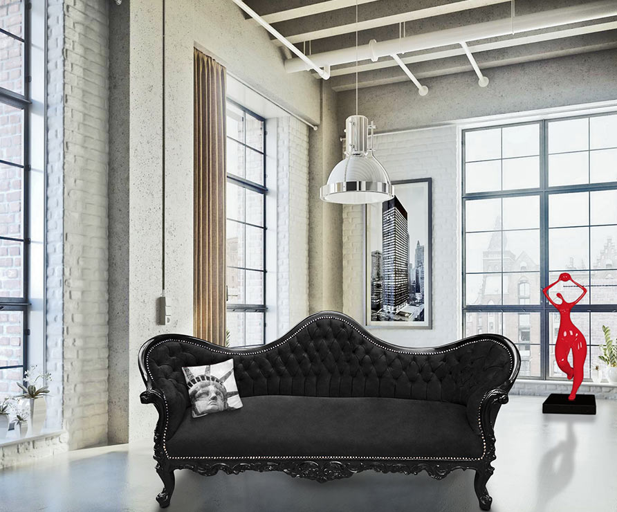 Napoleon III style sofa Royal Art Palace in the heart of a New York loft