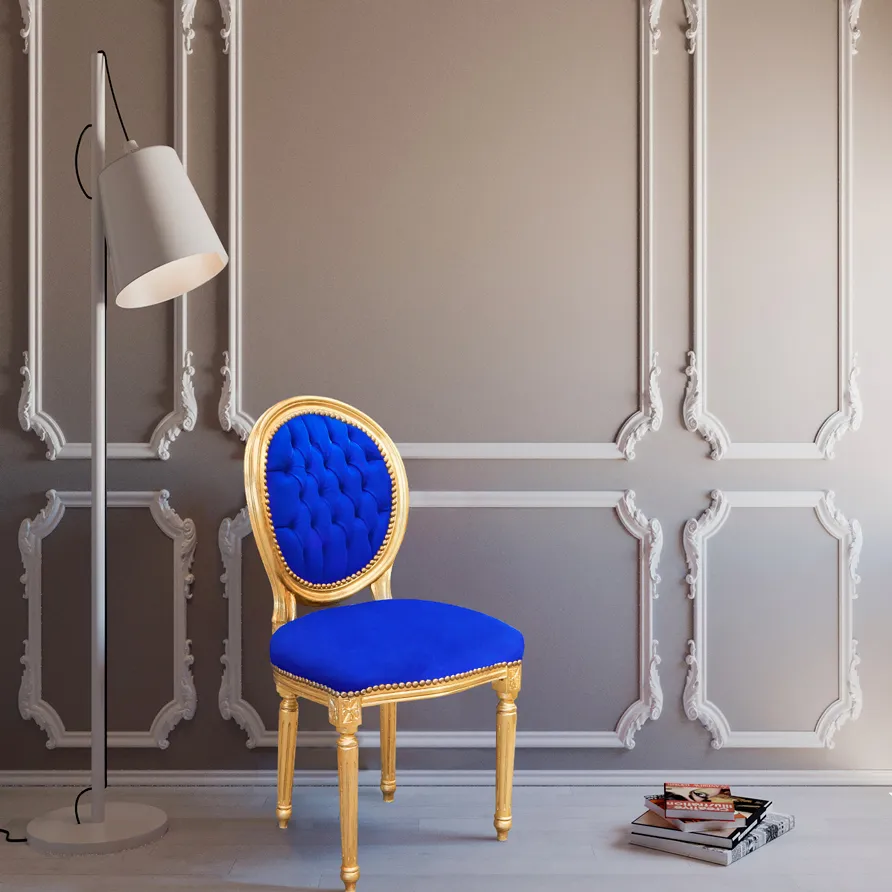 Chaise Louis XVI Bleu Roy et bois doré