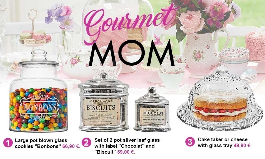 big cookie jar, set of 2 glass jars and cake mercurisé bell for Mom Gourmande