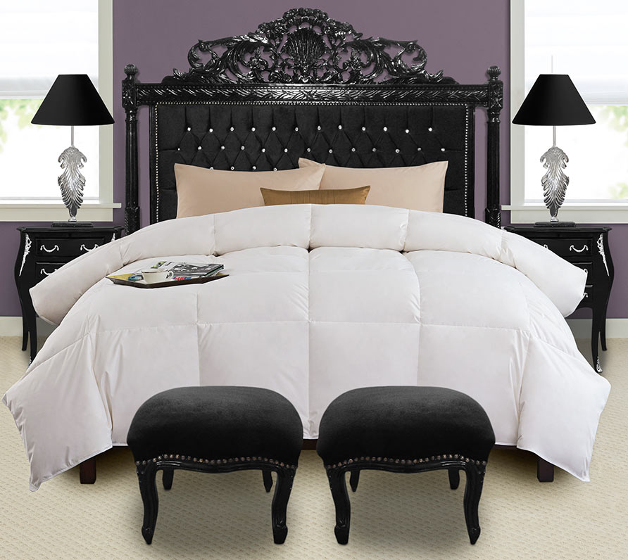 footrest Baroque style Louis XV black velvet and shiny black lacquered wood Royal Art Palace.