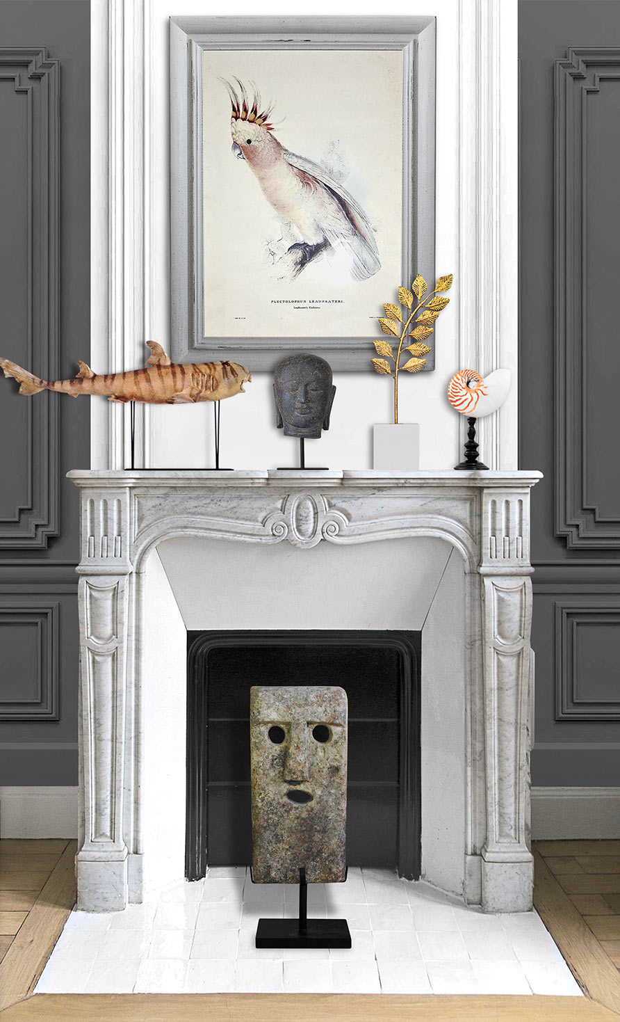 cabinet de curiosités Royal Art Palace pour décorer une cheminée