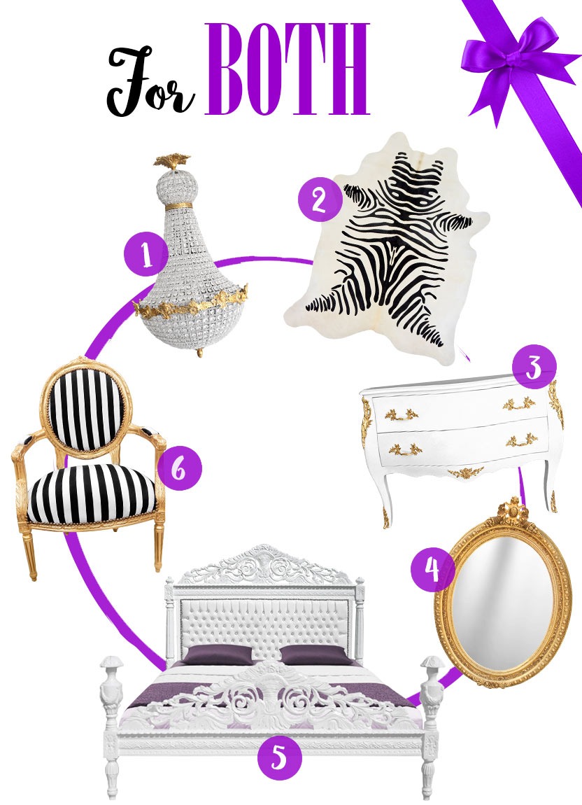 Selection of furniture and decoration items Royal Art Palace, for her and him