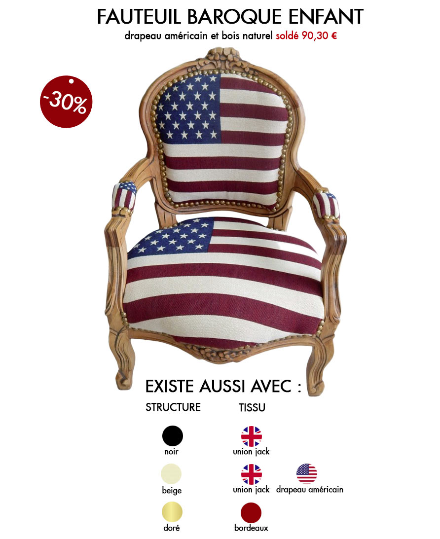 Soldes d’hiver 2ème démarque « fauteuil baroque pour enfant ».