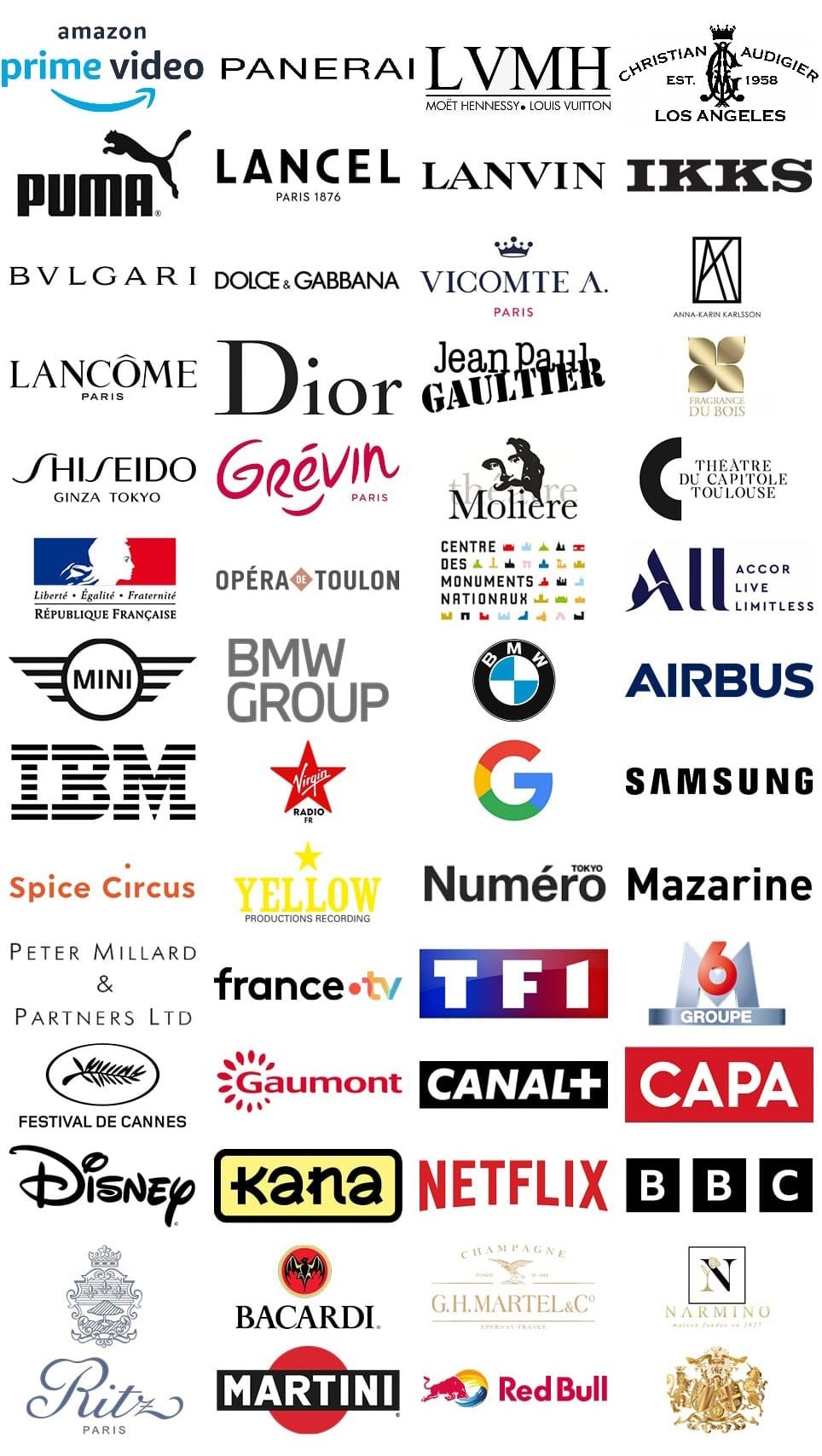 Logos des marques ayant travaillées avec Royal Art Palace